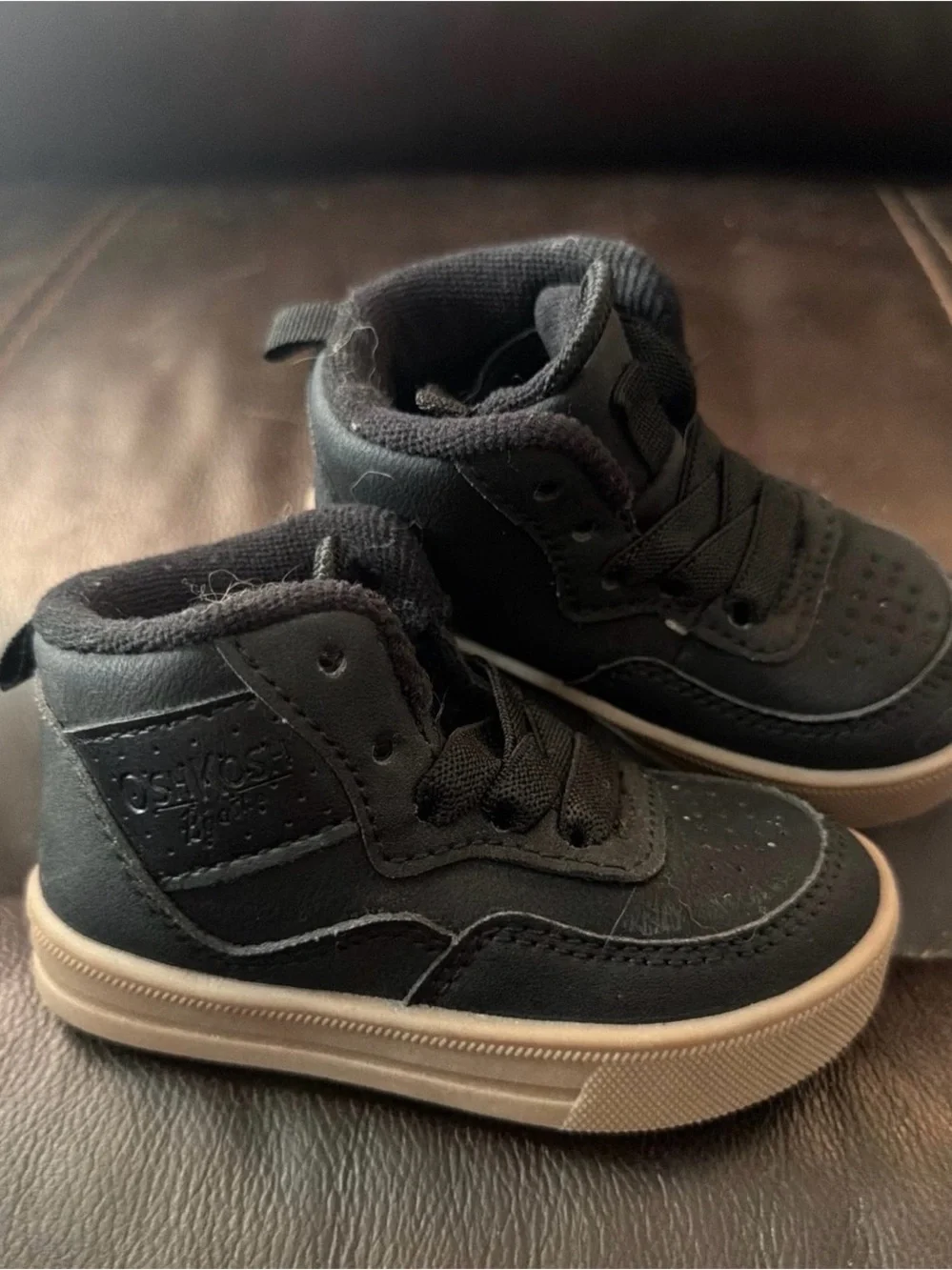 OshKosh B'gosh Black Kids High-Top Sneakers with White Sole